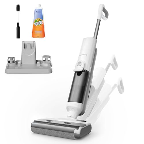 Proscenic F10 Ultra Aspirateur Laveur sans Fil, Nettoyeur de Sol, 60 Mins Aspirateur Balai sans Fil Humide et Sec, Léger Aspirateur Eau et Poussière,1.3L,Autonettoyant,Nettoyage dans Les Angles,Bords