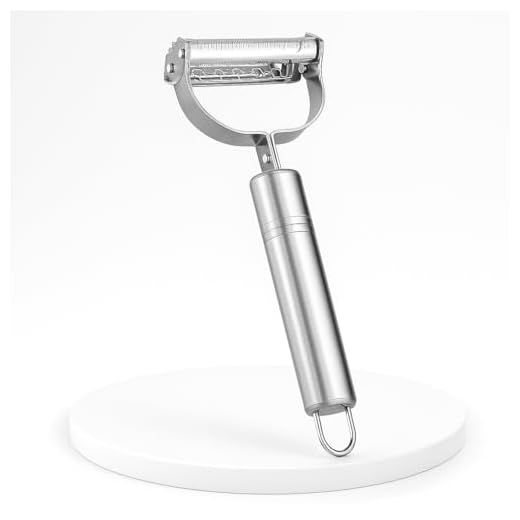 Descascador Ralador 2 em 1 Aço Inox Dupla Lâmina Móvel para Frutas, Legumes e Batatas Utensílio de Cozinha Prático e Durável