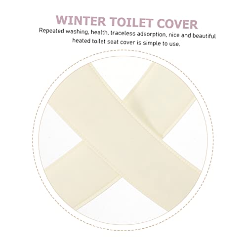 CUBTOL 5Pcs Beheizter Toilettensitz Wärmender Toilettensitz Toilettensitzbezüge Für Badezimmer Toilettensitzwärmer Toilettenwärmer Flanellheizung Weißes Heizkissen Toilettensitz – Bild 3