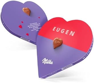 Personalised Milka Chocolate Heart with Name & Message – Gift for Men & Women, Heart-Shaped Chocolates with Hazelnut-Nougat Filling, Classic Milka Design (187g) – For Birthdays & Anniversaries