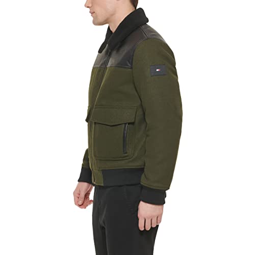 Tommy Hilfiger Men's Mixed Media Wool Blend Sherpa Collar Bomber, Plaid, Medium3