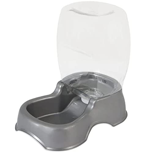 Petmate Pet Café Indoor & Outdoor Automatic Water Station Dispenser Bowl For Dogs, Cats, Rabbits, & Small Animals, Pearl Silver, 0.75 Gallon (Small) #TOP21