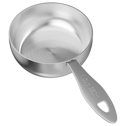 LEIFENY 1PCS 1Cup(250ml) Stainless Steel Measuring Cup, Heavy-duty Single Metal Scoop for Wet and Dry Ingredients, Great Kitchen Gadgets for Cooking