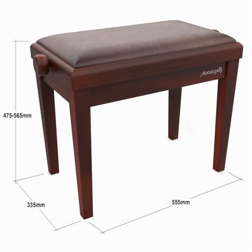 Miniatura 2 de Audibax Kb600 Nogal - Banqueta Para Piano O Teclado - Banco Para Piano Plegable De Gran Resistencia - Ajustable En Altura De 47,5 A 56,5 Cm - Taburete Para Teclado Acolchado - Fabricado En Madera