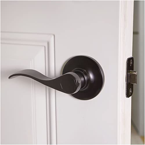 Image of Design House Springdale Passage Door Lever, Matte Black | Surface, Transitional, Brass, Hardware, 778894