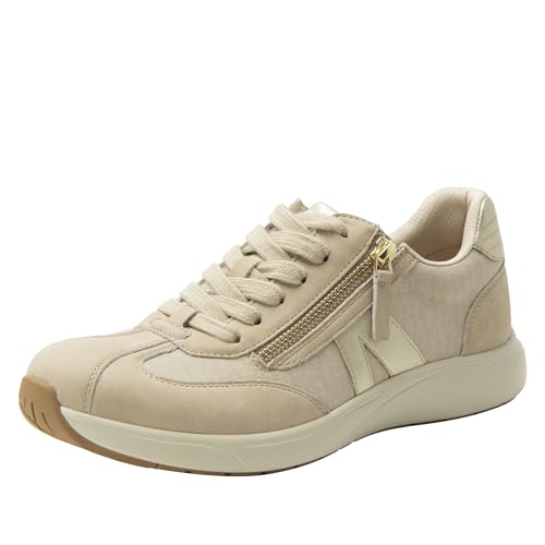 Alegria Women's Eazeer Lightweight Fashion Sneaker with Cork Footbed for Arch Support and Side Zipper for Easy Slip On and Off