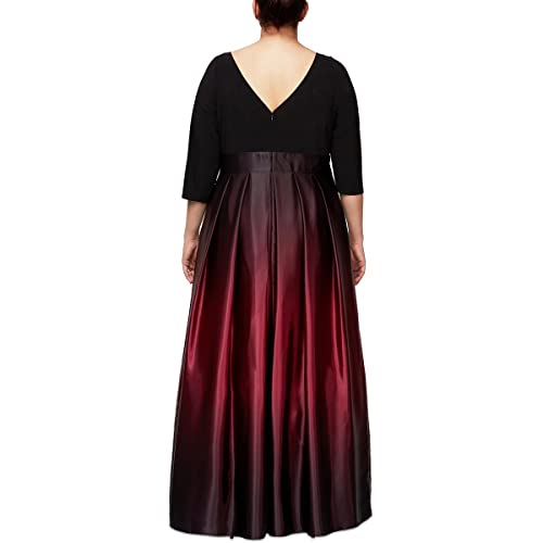 S.l. Fashions Women's Plus Size Long Satin Party Dress 3/4 Sleeveless, Fig Sleeves, 14W #TOP6