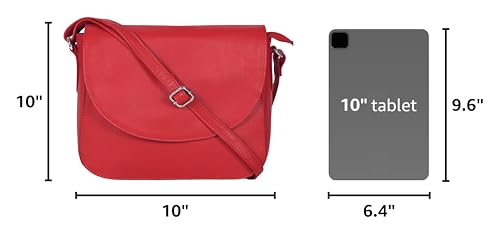 Image of Genuine Leather Shoulder Crossbody Purse For Women with Adjustable Strap, Mobile Pocket & Outside & Inside Zipper