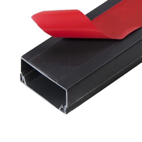 WEKONUMEX Canalización de Cables autoadhesiva, Paquete de 2 Canales for Cables de Suelo de 1 m, Multicolor, Varios tamaños(Black,24 * 14mm)