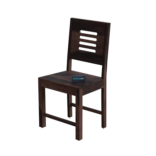 Image of MURALICRAFT Wooden Dining Table 4 Seater | Dinner Table, 3 Chairs & 1 Bench | Four Seater Dinning | Solid Wood Sheesham, Walnut Finish