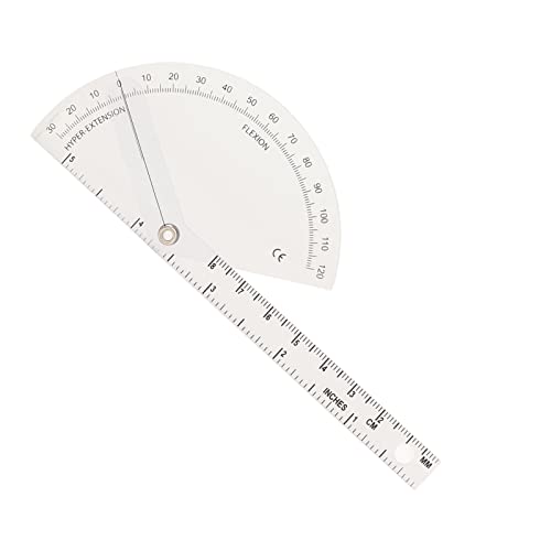 Goniometro, Goniometro de 120 grados Goniometro de dedos de plastico transparente Goniometro ortopedico Regla de angulo Protractor fisico para articulaciones de rodilla