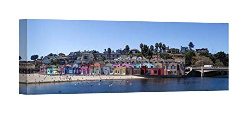 Easy Art Prints Panoramic Images's 'Colorful Buildings and Beach in Capitola, Santa Cruz County, California, USA' Premium Canvas Art - 36" x 12"