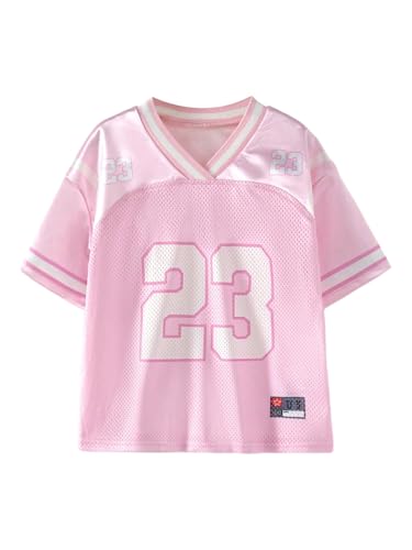 Image of WDIRARA Toddler Girl's Jersey Shirt Number Graphic Tee Short Sleeve V Neck Top