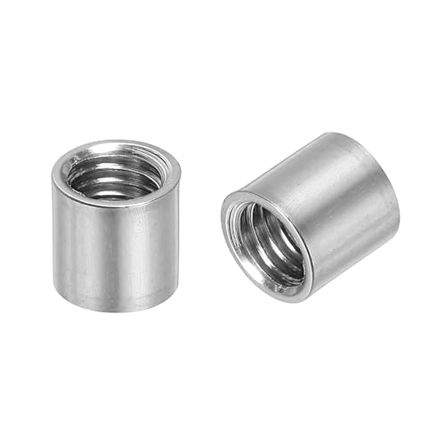 uxcell 10Pcs M8 Round Connector Nuts, 304 Stainless Steel Coupling Nut 10mm/0.39" Length Sleeve Rod Bar Stud Nut for Bracket, M8x10x10mm