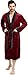 NY Threads Luxurious Mens Shawl Collar Fleece Bath Robe, Spa Robe, Burgundy With Black Contrast, Large-X-Large