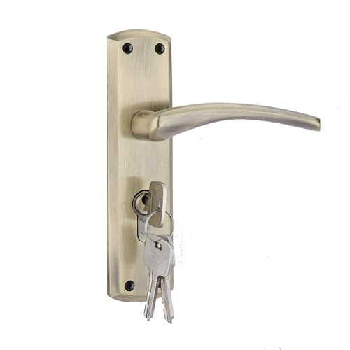 Image of Godrej Mortise Lock | BM 01 Handle Lock Set | 200mm Lockbody | Europrofile Cylinder 60mm Knob from Inside | for Home & Office | Antique Brass Finish | 3 Keys | Double-Throw Deadbolt | 5 Year Warranty