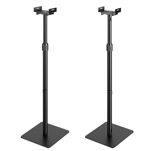 Pegzone Universal Lautsprecherständer, Boxenständer höhenverstellbar von 85,8 cm bis 112,8 cm,Tragfähigkeit 5 kg, kompatibel mit Bose/JBL/Sony, schwarz, 2er-Set (Paar)