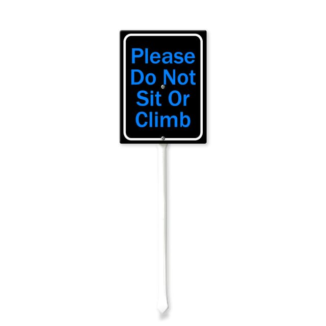 4.6 x 6 inch Please Do Not Sit Or Climb Yard Sign With Stakes Outdoor Lawn Yard Signs，Aluminum,Metal Stakes Included,Security Sign,Gate,Driveway