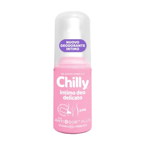 Chilly, Deodorante Intimo Delicato, Azione Lenitiva e Protettiva, Adatto a Pelli Sensibili, Fragranza Leggera, Dona Freschezza e Igiene Intima, pH 5, Ideale per Uso Quotidiano, 50 ml