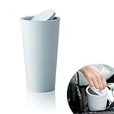 SSNNUU Car Trash Can with Lid,Mini Leakproof Car Trash Bin on Car Cup Holder,400ML Car Interior Accessories PP Plastic Car Garbage Can Fits Car Home Office (Blue)