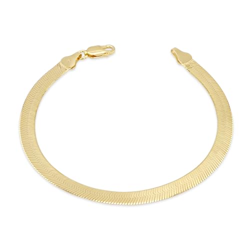 Bracelet triple maille hareng en argent plaqué or Tuscany Silver pour femme