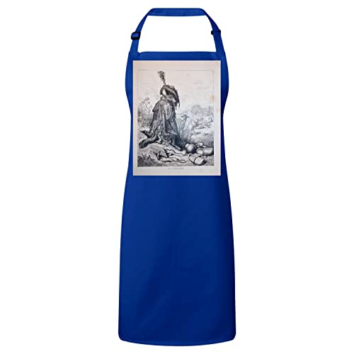 Tablier cuisine premium bleu Gustave Doré gravure Le Loup Devenu Berger
