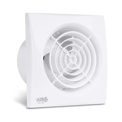 AIR 6 Lite-150T Silent Bathroom Extractor Fan with Timer for 6'' / 150mm Ducting, Powerful Extract Rate 230m3/h, Wall Ceiling mounted Exhaust fan