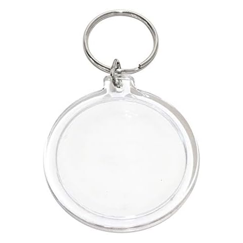20 Easy-to-Use Snap in Photo Keychains Round Clear Acrylic 7.9cm x 4.5cm or 1.7 Inch for Gifts - Case Pack of 2 Cover