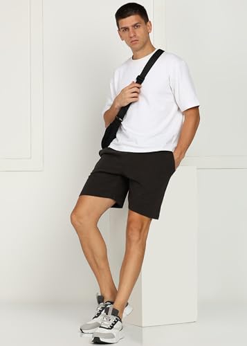 Image of Alan Jones Clothing Men's Easy Stretchable Shorts | Cotton Blend Slub Fabric | Elastic Waist with Adjustable Drawstring | Soft Touch Casual Shorts with Side Pockets