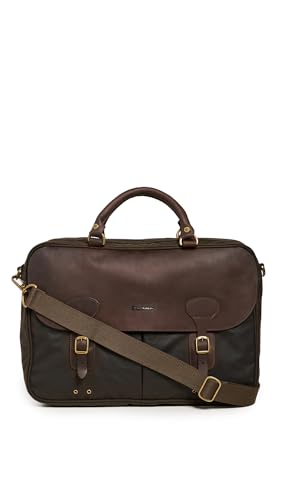 Barbour Men's Wax Leather Briefcase, Olive, One Size
