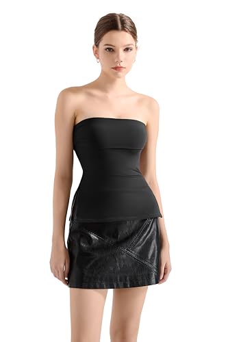 SUUKSESS Women Double Lined Going Out Trendy Tube Tops Side Split Sexy Tank Tops4