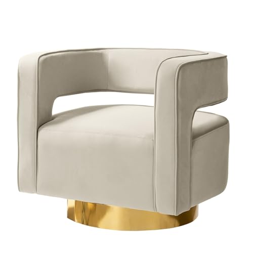 HULALA HOME Sessel gemütlich Loungesessel Clubsessel mit ergonomische Rückenlehne und goldenem Metallgestell drehbar Lesesessel aus Samt für Wohnzimmer und Schlafzimmer, Beige HULALA HOME Sessel gemütlich Loungesessel Clubsessel mit ergonomische Rückenlehne und goldenem Metallgestell drehbar Lesesessel aus Samt für Wohnzimmer und Schlafzimmer, Beige