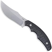 CRKT Burrower Everyday Carry Fixed Blade Knife with Sheath D2 Steel Plain Edge Blade, Black & Gray Micarta Handle, 3610