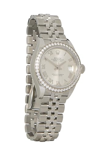 Rolex Pre-loved 18K White Gold & Stainless Steel Roman Diamond Datejust 279384