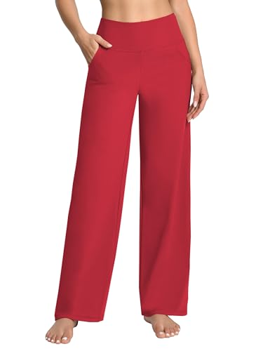 Image of BUBBLELIME Women High Waist Wide Legs Yoga Pants Loose Sweatpants Pockets | 29 inch /31 inch /33 inch /35 inch /37 inchInseam,2 Styles / Dress /Basic,Lounge,Comfy,Stretch Casual Work