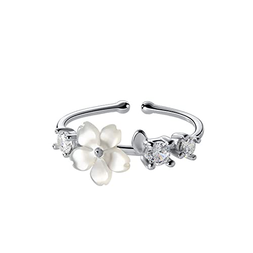 Bague réglable femme fleur diamant S925, le cadeau d'anniversaire parfait