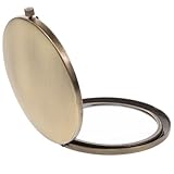 Veemoon Miroir de Maquillage Pliable Vintage Rond en Bois Petit Miroir de Poche Portable Léger Format Compact pour Voyage Randonnée Usage Quotidien Ancien