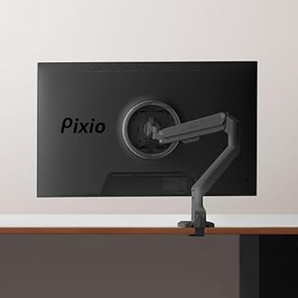 Pixio PS1S Wave Black Single Monitor Arm Stand Desk Mount - Fits up to 32 inches Monitors and up to 19.8lbs. VESA Compatibility and Integrated Cable Management