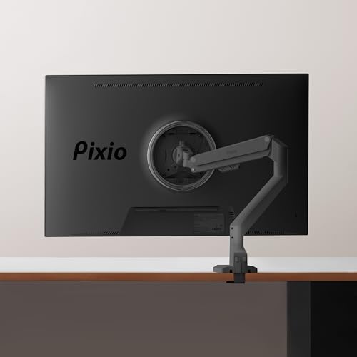 PS1S Wave Black Single Monitor Arm Stand Desk Mount - Fits up to 32 inches Monitors and up to 19.8lbs. VESA Compatibility and Integrated Cable Management