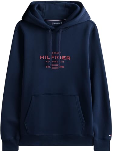 Tommy Hilfiger Herren Hoodie Oval Graphic mit Logo, Blau (Desert Sky), XS 5