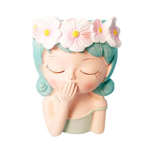 DAWCBVJQ Fioriera a di testa di fata, con testa di fata, piccola pianta grassa con fori di drenaggio, fioriera da giardino fatata, vaso decorativo per piante da interno