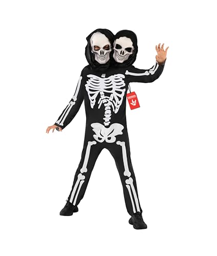 Morph Skeleton Costume Kids - 2-Headed Skeleton Outfit for Boys - Fun Halloween Dress-Up for Children, Medium