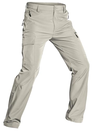Wespornow Men's Hiking Pants: Breathable Quick-Dry, Beige, 42W x 30L
