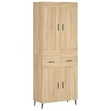 QJBSAVVA Armadio alto in rovere Sonoma, 69,5 x 34 x 180 cm, elegante armadio multiuso in legno con piedini in metallo, grande armadio da soggiorno con ante per corridoio e sala da pranzo