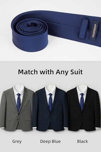 Image of HISDERN Mens Ties Solid Color Ties for Men Formal Necktie with Pocket Square Set Satin Silk Neck Tie Handkerchiefs Set