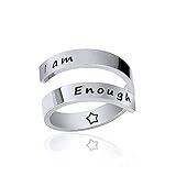 Fashionable Simple Adjustable opening Engraving Wrap Twist Rings Stainless Steel Inspirational Personalized Double Layer Stacking Rotating Winding Ring For Men Women Teens Girls Gifts(Silver)