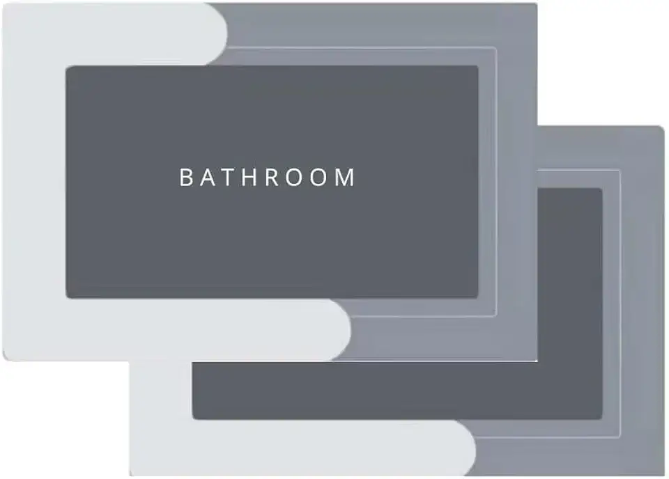 Kit 2 Tapetes Mágicos Ultra Absorventes Antiderrapantes, Secagem Rápida, Laváveis, Ideais para Banheiro, Lavabo e Lavanderia, Conforto, Segurança e Estilo para Sua Casa (Cinza)