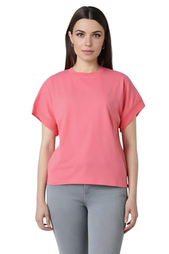 Image of Van Heusen Women's Cotton Regular Fit Half Sleeve Crew Neck Casual Regular Comfort Fit T-Shirt