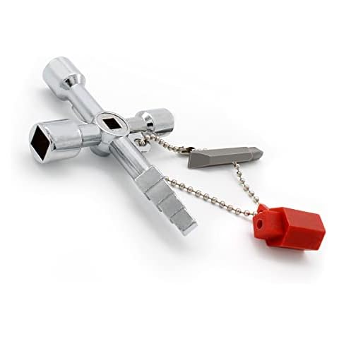 AMONENZ Universal Cross Key, Practical Cupboard Cabinet Opening Key, Silver Cross Round Hole Key, Bisa Digunakake Kanggo Meter Banyu LAN Listrik, Meter Gas Cover