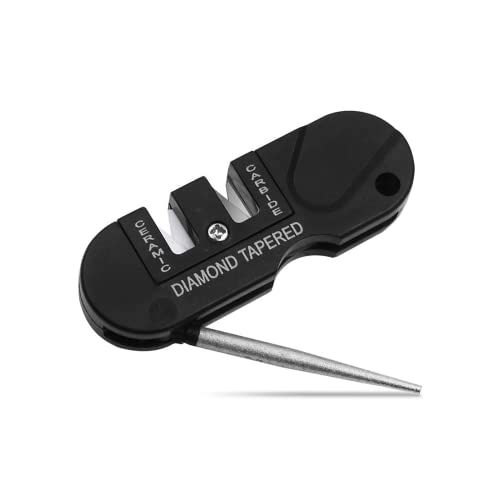 Affûteur pour couteaux de poche, Pocket Pal Affuteur Mixte Adulte, Aiguiseur de Couteaux Portable, Affûteur d'outils de Poche Portable, Tige d’affûtage diamantée et sifflet, Réparation rapide